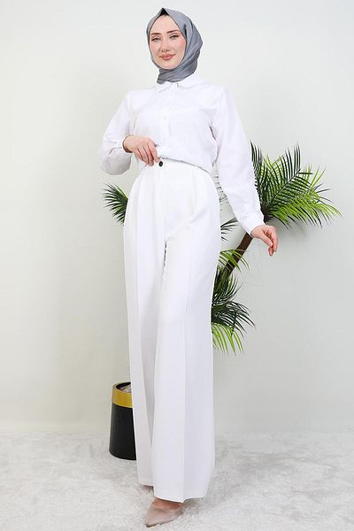 GİYZAMİLA Pantaloni albi Palazzo