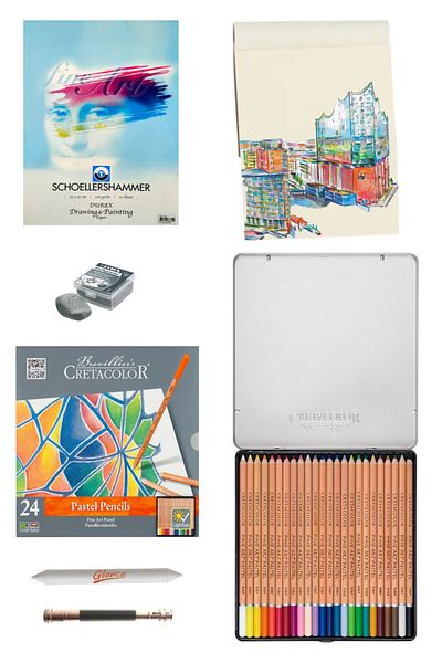 GLANCE Cretacolor Fine Art Pastel Crayons Set 24 Colors Metal Box 25X35 15 S Technical Drawing Paper 200 Gr