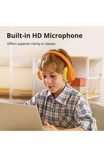 Tronsmart KH03 Kids Noise Cancelling Bluetooth, Safe Volume Control, Wireless Headphones Orange