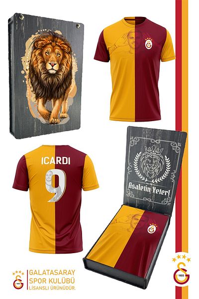 Galatasaray تي شيرت Icardi Fan الأصلي المرخص مع صندوق خشبي