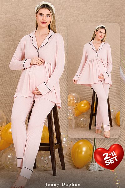 Jenny Daphne Viscose Fabric 2-Piece Maternity Pajama Set 33202
