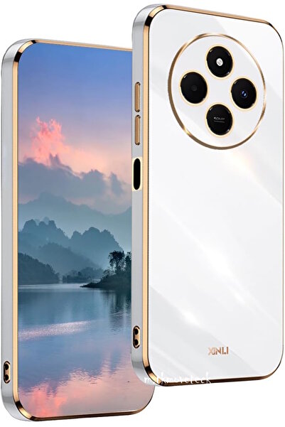 m.tk moveteck Xiaomi Redmi 14C Kılıf Kamera Korumalı Parlak Gold Altın işleme...