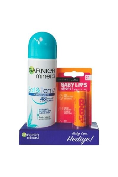 Garnier DEO WOMEN 150ML+BABY LİPS DUDAK KORUYUCU SET-SAF&TEMİZ