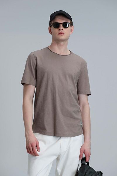 Lufian 111020203 Junya Ανδρικό Basic T-Shirt Ανδρικό T-shirt Camel