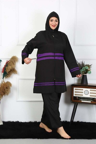 modaserdem Plus Size Hijab Swimsuit 60-62-64-66 Size Black Women