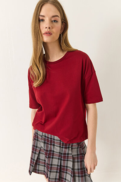 Bianco Lucci Women's 100% Organic Cotton Relaxed Fit Round Neck T-Shirt 60602050