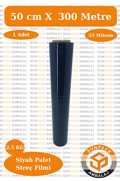 sunpack ambalaj Streç Film 50cm X 300m 1 Adet, Siyah, 23 Mikron, 2500 Gr, Day...