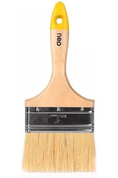 Deli Wooden Handle Paint Brush, 4-Inch Size, Milky White
