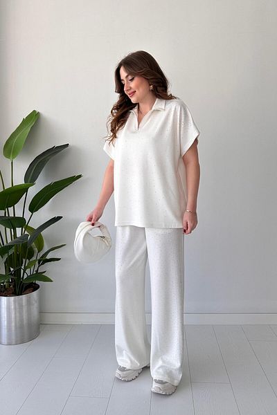MaziButik Modal White Zipper Stone Suit.