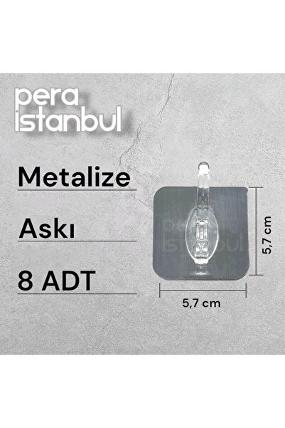 Pera İstanbul 8 Adet Kendinden Yapışkanlı Kapı Duvar Kanca Askı Emme Mutfak D...