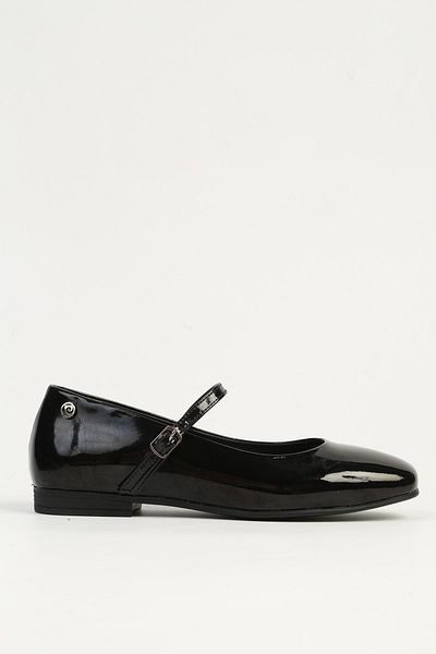 Pierre Cardin Black Patent Leather Women's Daily Ballerina Shoes Pc-54810