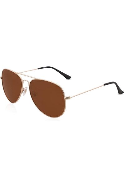 COOYA Sunglasses, Classic Aviator Polarized Sunglasses for Men Women Vintage Retro Style(Brown)