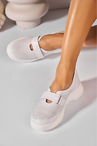 Joana Women's casual white shoes made of ecological leather Zenaya