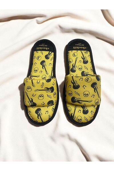Chochili Παντόφλες σπιτιού με μαλακή σόλα Unisex Yellow Rockstar