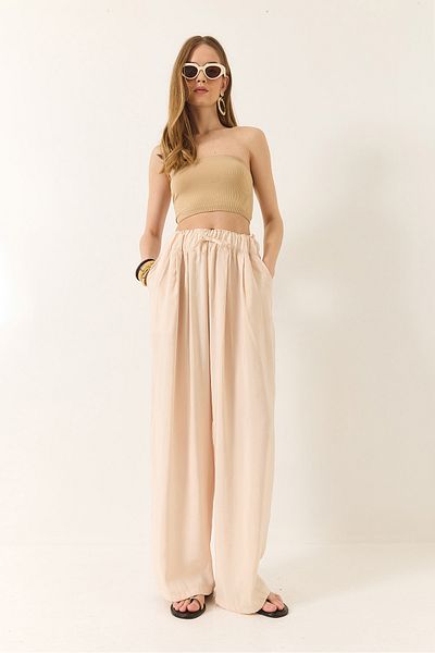 Bianco Lucci Women's High Waist Wide Elastic Oversize Palazzo Trousers 80165 60271071
