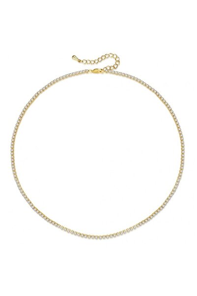 ECARLA Stainless steel necklace, with zirconia, 14k gold plated, Ecarla, NST2119