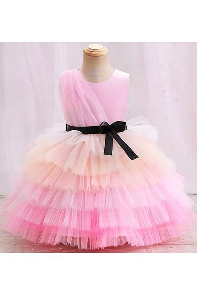 Asel Kids Girl's Pink Design Birthday Party Dress