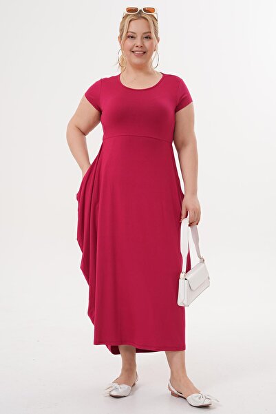 Siyezen Plus Size Basic Dress with Pockets