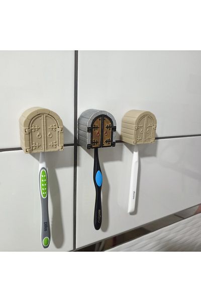 hediyecik Castle Gate Practical Toothbrush Holder-Toothbrush Holder Set of 4