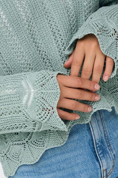 ONLY Only Women's Regular Fit V-Neck Blue Knitted Sweater - 15339529