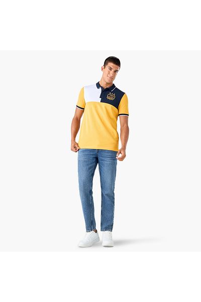 FAV Colourblock Polo T-shirt with Embroidered Detail and Short Sleeves