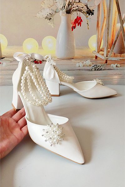 Modavien Women's 5 cm Mother of Pearl Bridal Shoes