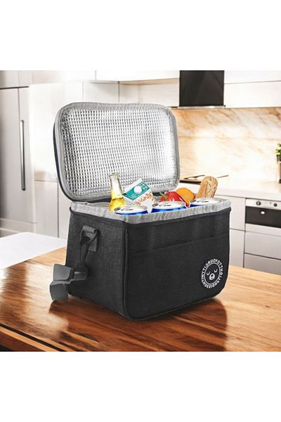 ECARLA Geanta termica pentru transport alimente, LUNCH BOX, 29x20x21 cm, neagra, Ecarla