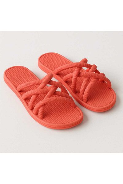 gigigiyim Cross Model Women's Comfortable Sole Slippers Red