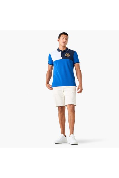 FAV Colourblock Polo T-shirt with Embroidered Detail and Short Sleeves