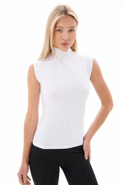 vesantia Women's White Viscose Lycra Half Fisherman Sleeveless Body