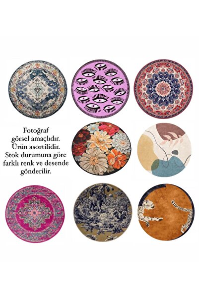 Rugs Modern Halı Asortili Gönderim Çok Renkli Yuvarlak Dokuma Taban Dekoratif...