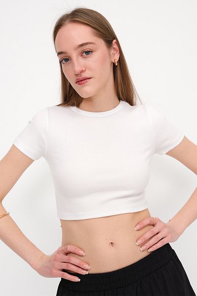 Addax Short Sleeve Modal Crop T-Shirt P13871