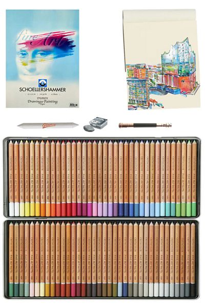 GLANCE Cretacolor Fine Art Pastel Pencil Set of 72 25X35 15 Sheets Technical Drawing Paper 200 Gr
