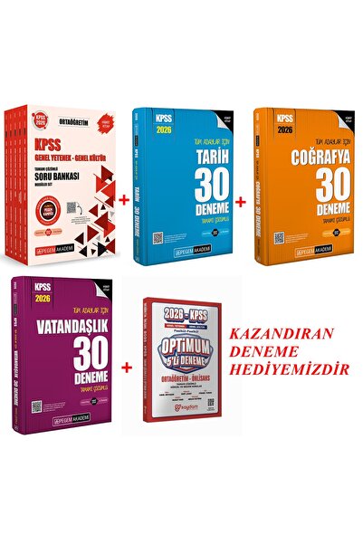 PEGEM KPSS 2026 ORTAÖĞRETİM (LİSE) ÇÖZÜMLÜ SORU BANKASI VE TARİH-COĞRAFYA-VATANDAŞLIK DENEME SETİ