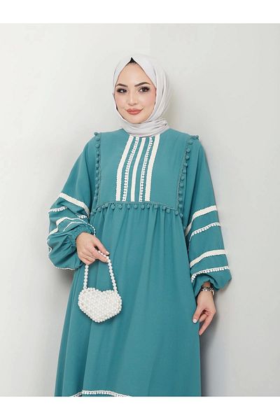 EFSUN MODA Φόρεμα MINT Δαντελένιο Hijab Stripe - Γυναικείο