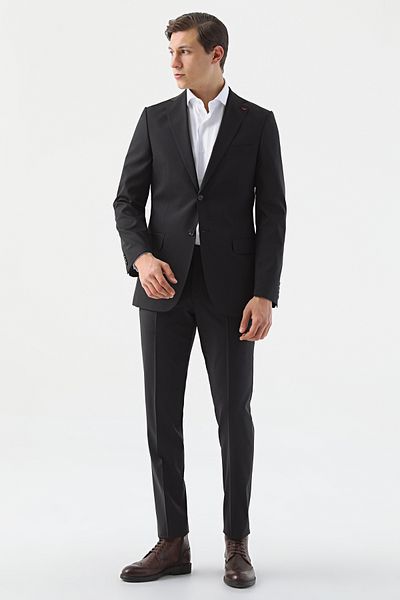 D'S Damat Ds Groom Slim Fit Black Plain Travel Suit