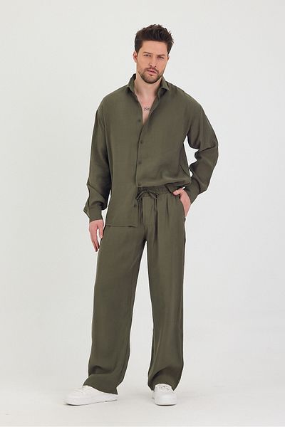 Tarz Cool Men's Oversize Comfortable Fit Shirt-Pants Bottom-Top Set