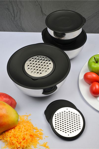 FARİKA 9 Piece Grater Mixing and Storage Container (16-20-24 cm)