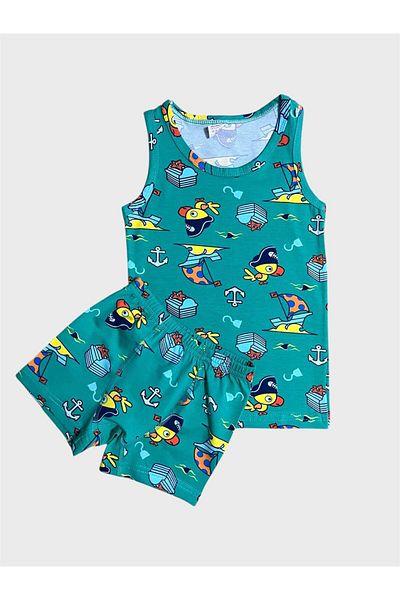 elmas kids Set boxer pentru băiat, 100% bumbac, verde, cu model de navigație