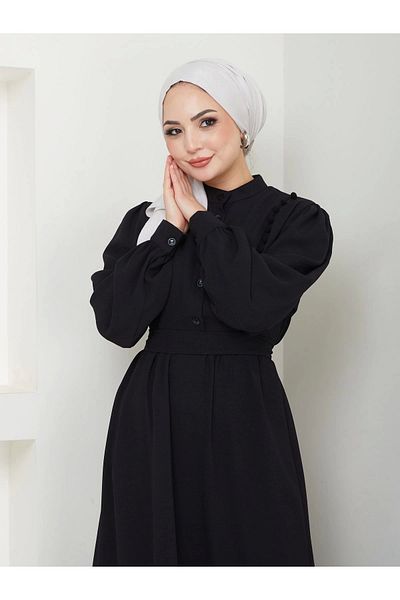 EFSUN MODA Μαύρο Δαντελένιο Μουσουλμανικό Φόρεμα - Γυναικείο