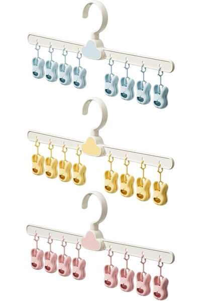 COOYA 3 PCS Drying Rack Hangers,Space Saving with Clips,Cabinet Hanger Pant Organizer for Drying Clothes