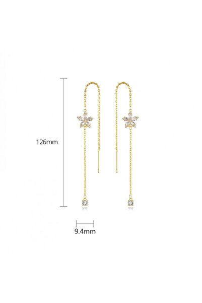 ECARLA Stainless steel earrings, with zirconium, 14K gold plated, with stud, Ecarla, KST2848