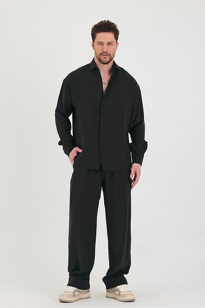 Tarz Cool Set cămașă și pantaloni oversize pentru bărbați