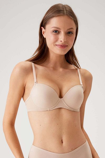 Pierre Cardin Οικονομικό Σετ 2 Μαύρο-Δέρμα 6311 Milan Underwire Push Up Βαμβακερό Σουτιέν