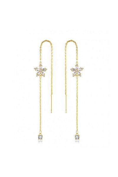 ECARLA Stainless steel earrings, with zirconium, 14K gold plated, with stud, Ecarla, KST2848