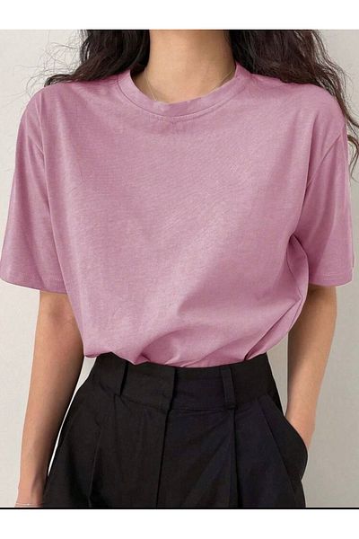BYMEER Ροζ απλό μπλουζάκι Oversize