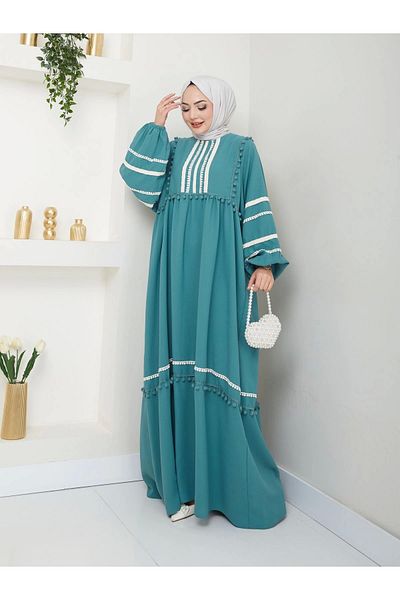 EFSUN MODA Φόρεμα MINT Δαντελένιο Hijab Stripe - Γυναικείο