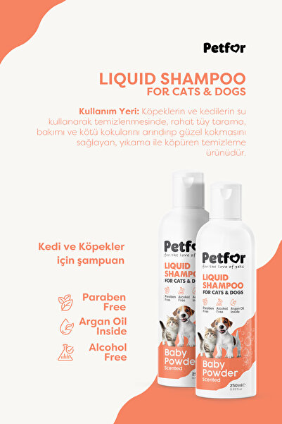 Petfor Kedi ve Köpekler için Bebek Pudralı Şampuan 250 ML x2 Adet