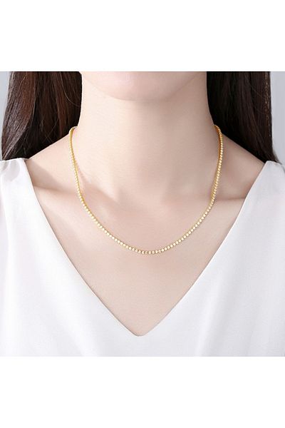 ECARLA Stainless steel necklace, with zirconia, 14k gold plated, Ecarla, NST2119
