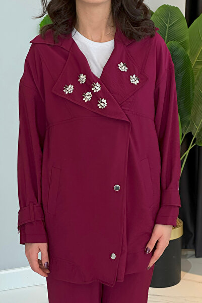 Missemramiss Taş Detay Pantolonlu Takım 4773 Mürdüm